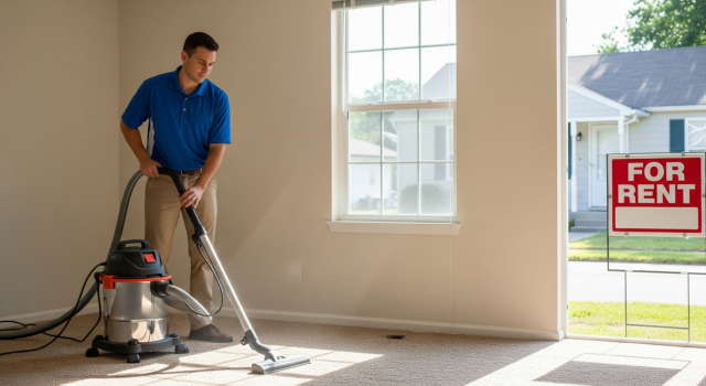 Professional carpet cleaning for rental property with quick drying
