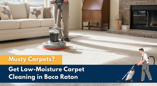 Low-moisture carpet cleaning in Boca Raton removing musty odors